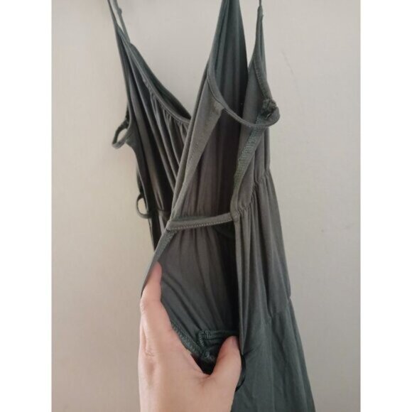 Earthbound Tiered Romper XXL Green Strappy Wide Leg Boho Resprt Minimalist - Picture 8 of 11